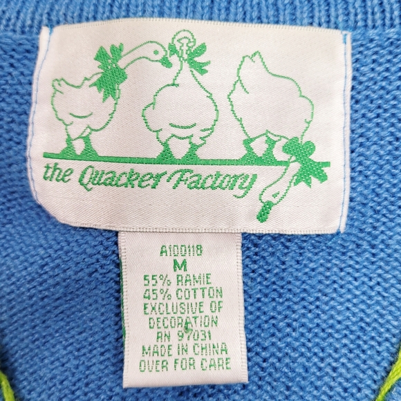 The Quacker Factory Blue Cardigan Seaside Size M - Picture 8 of 9